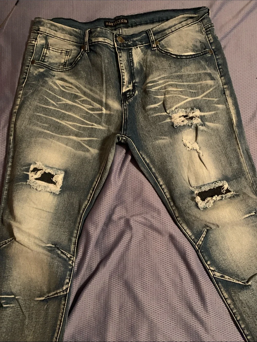 Men denim distress jeans